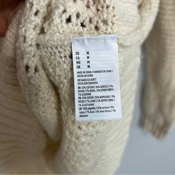 American Eagle Outfitters Light Cream Crew Neck Knit Textured Sweater Medium - Picture 4 of 6